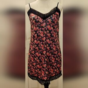 Topshop Floral Sequins Slip Dress w Lace Trim.